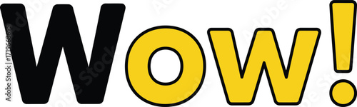 Bold black and yellow wow text with exclamation point