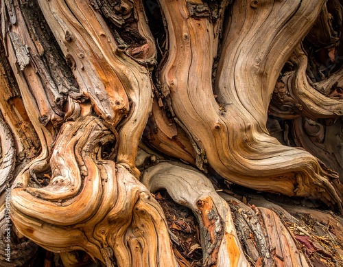 Intricate wood bark textures