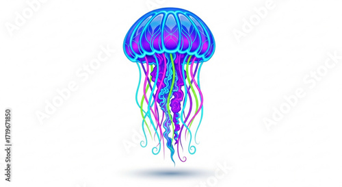 A mesmerizing jellyfish gracefully floats in the water, its vibrant colors and delicate tentacles creating a captivating underwater spectacle