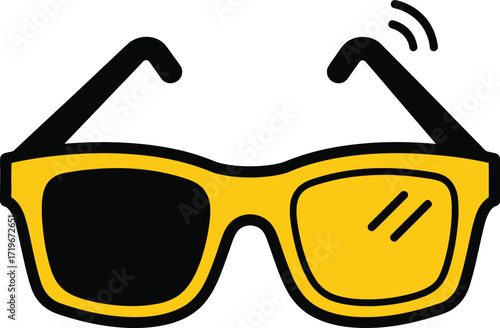 Doodle of glasses with one lens blacked out and one yellow