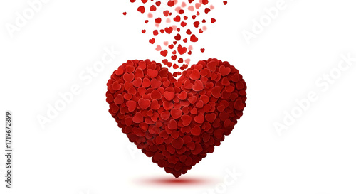 Heart formed from many small red hearts falling down