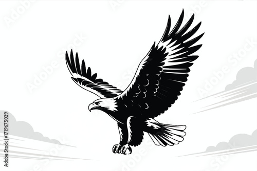 Eagle Flying Silhouette Vector — High-Quality Black Icon
