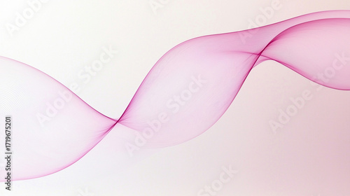 Soft translucent magenta wave with gentle fluid motion and airy gradient flow on a pastel light background, generative AI