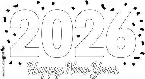 Celebrate the arrival of a new year with festive confetti and the number 2026.