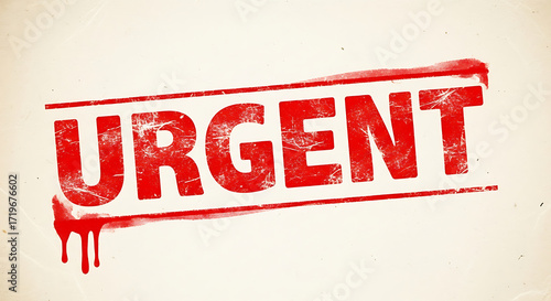 A red urgent stamp with dripping effect on a white background