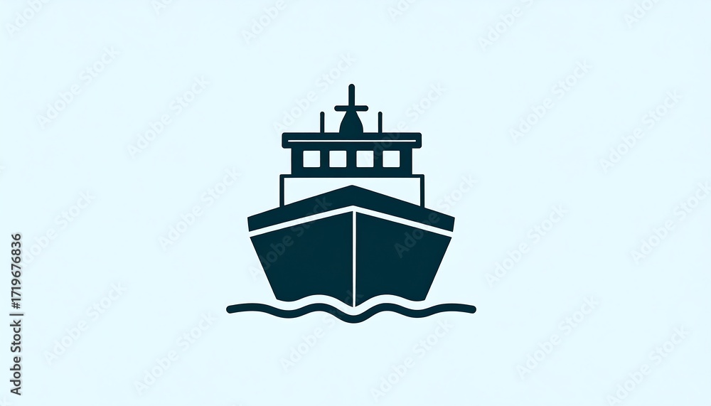 Obraz premium Simple ship icon on light background