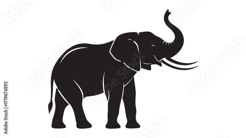 Elephant silhouette vector illustration African animal logo design Black and white style Isolated on white bac
