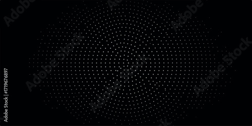 circular arrangement small white dots dark abstract background radiating pattern depth symmetry