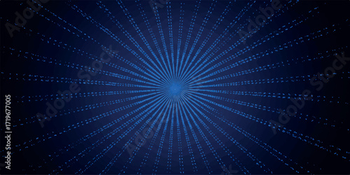 vibrant blue abstract background radiating lines dots starburst explosion