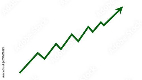 Green arrow graph line chart moving up concept of stock market business growth, financial profit. Business grow up sign. Vector illustration.