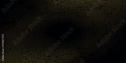 intricate web golden dots swirling vortex tunnel deep black digital network data stream abstract portal