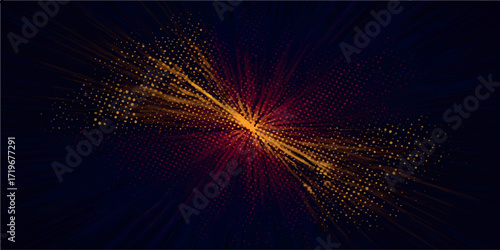 explosion golden light particles radiating central point vibrant abstract energy data cosmic event