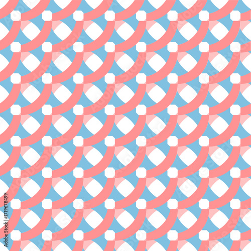 Abstract Arches Seamless Pattern Design in Pink and Blue