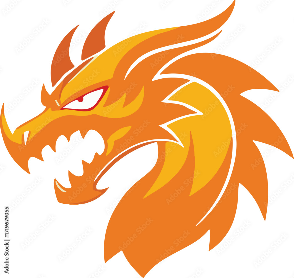 Obraz premium Dragon Head Logo Vector Icon Illustration