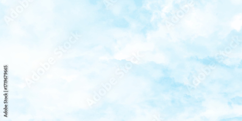 Abstract watercolor blue sky, painterly clouds and gradient, white clouds in a gentle watercolor style image, watercolor painting of a bright blue sky above a landscape of soft.
