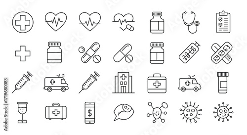 Medical Equipment and Science Glyph Set