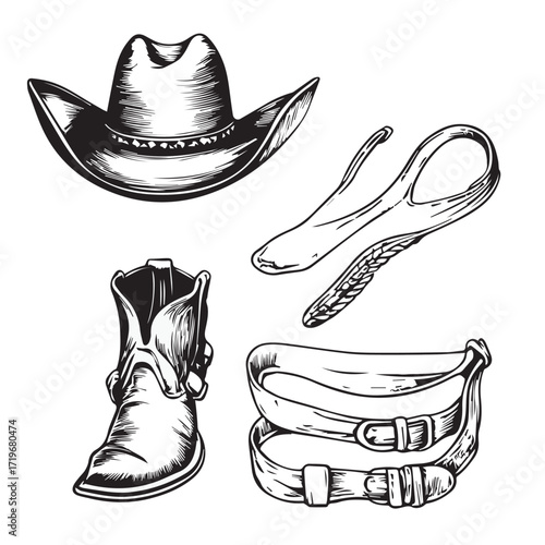 cowboy boots and hat