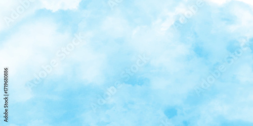 Abstract watercolor blue sky, painterly clouds and gradient, white clouds in a gentle watercolor style image, watercolor painting of a bright blue sky above a landscape of soft.