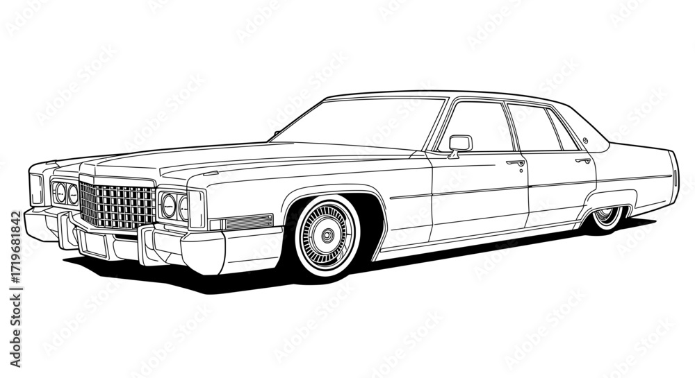 Naklejka premium Classic Cadillac Fleetwood Lowrider Vector