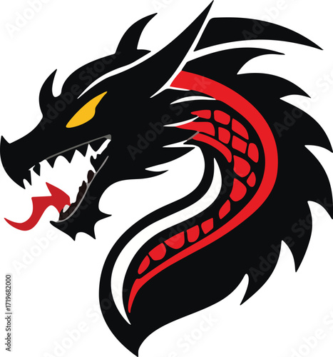 Wallpaper Mural Dragon Head Icon Vector, Fierce Dragon Outline, Mythical Dragon Logo, Dragon Head Silhouette, Fantasy Creature Emblem Torontodigital.ca