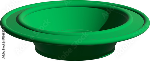 Green Shallow Bowl With Concentric Rings On White Background dish container isolated on a transparent background