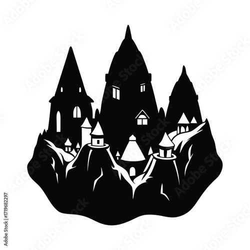Cappadocia Cave Houses Rock Formations Silhouette