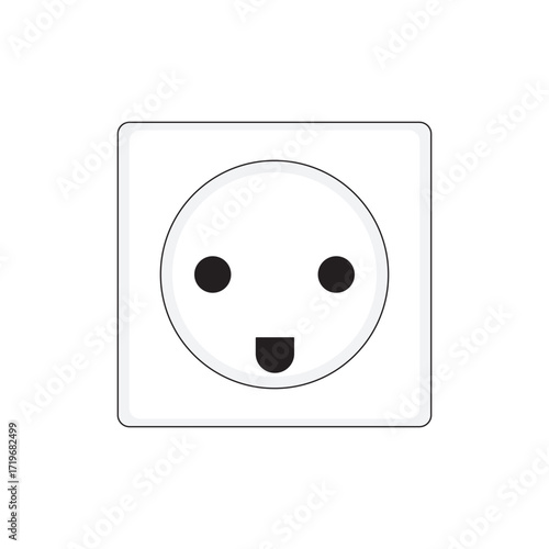 Type K power socket vector illustration, used in Denmark and Greenland, featuring round design with three-pin compatibility, ideal for travel guides, technical manuals, and electrical resources.