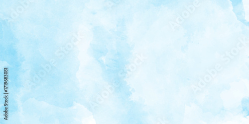 Abstract watercolor blue sky, painterly clouds and gradient, white clouds in a gentle watercolor style image, watercolor painting of a bright blue sky above a landscape of soft.