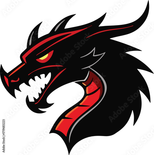 Wallpaper Mural Dragon Head Icon Vector, Fierce Dragon Outline, Mythical Dragon Logo, Dragon Head Silhouette, Fantasy Creature Emblem Torontodigital.ca