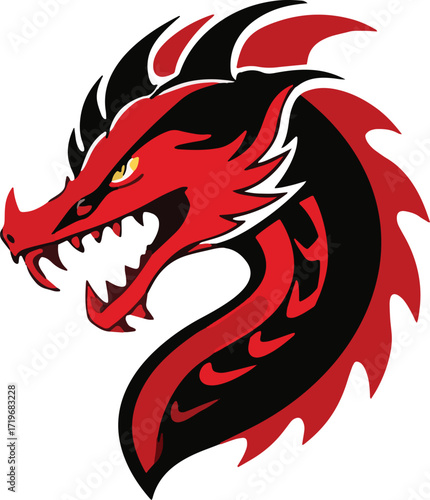 Wallpaper Mural Dragon Head Icon Vector, Fierce Dragon Outline, Mythical Dragon Logo, Dragon Head Silhouette, Fantasy Creature Emblem Torontodigital.ca