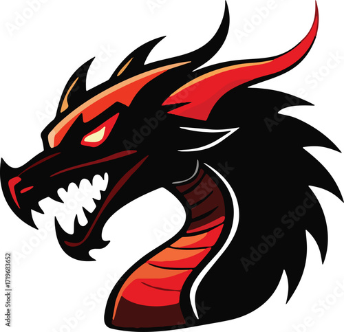 Wallpaper Mural Dragon Head Icon Vector, Fierce Dragon Outline, Mythical Dragon Logo, Dragon Head Silhouette, Fantasy Creature Emblem Torontodigital.ca