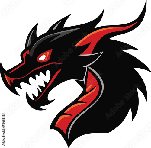 Wallpaper Mural Dragon Head Icon Vector, Fierce Dragon Outline, Mythical Dragon Logo, Dragon Head Silhouette, Fantasy Creature Emblem Torontodigital.ca