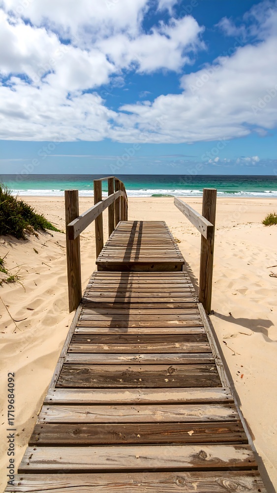 Obraz premium Wooden walkway leading to a beach