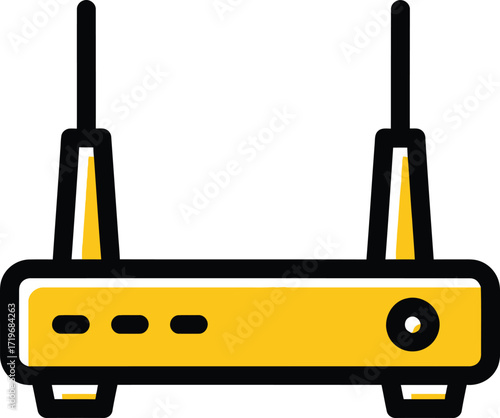Modern wireless router with dual antennas for internet connectivity