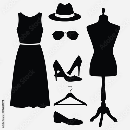 Fashionable Apparel and Accessories Collection Displayed on Mannequin and Hanger