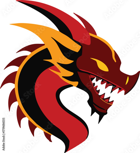 Wallpaper Mural Dragon Head Icon Vector, Fierce Dragon Outline, Mythical Dragon Logo, Dragon Head Silhouette, Fantasy Creature Emblem Torontodigital.ca