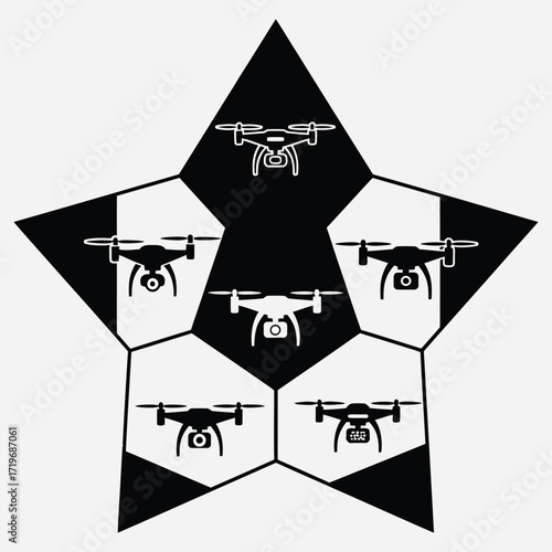 Collection of drones in a star shape illustration