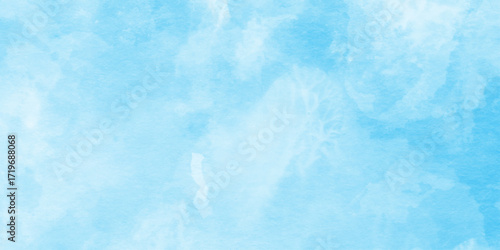 Abstract watercolor blue sky, painterly clouds and gradient, white clouds in a gentle watercolor style image, watercolor painting of a bright blue sky above a landscape of soft.