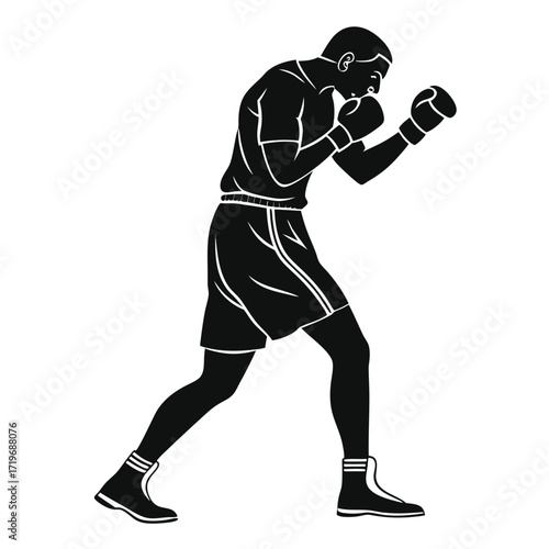 vector a boxer stand with pose vector silhouette