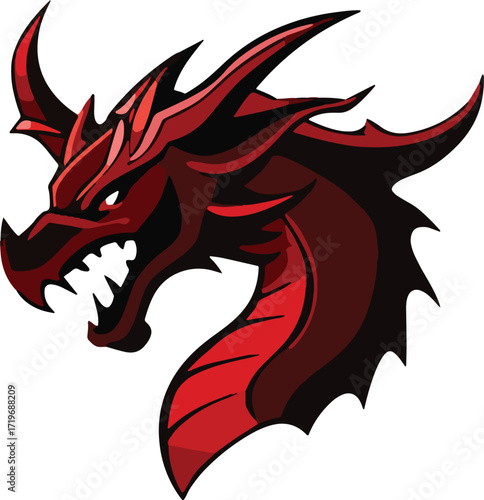 Wallpaper Mural Dragon Head Icon Vector, Fierce Dragon Outline, Mythical Dragon Logo, Dragon Head Silhouette, Fantasy Creature Emblem Torontodigital.ca