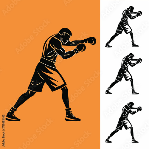 vector a boxer stand with pose vector silhouette