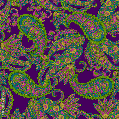 Paisley Floral oriental ethnic Pattern. Seamless Vector Ornament. Damask fabric patterns.