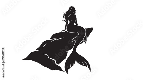Mermaid silhouette sitting on rock ocean creature mythical sea creature fairytale creature fantasy creature da