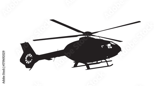 Helicopter Silhouette Vector Illustration Air transport Black and white design Isolated on white background