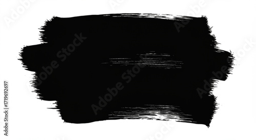 A black brush stroke with visible brush textures creating a bold and expressive artistic element design