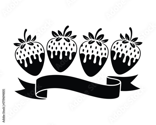 Four chocolate dipped strawberries vector illustration