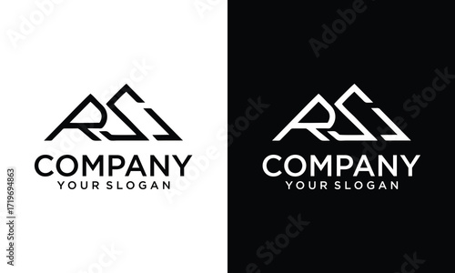 Creative letter RS Mountain logo design. Abstract mountain peak vector design with line style graphic icon symbol