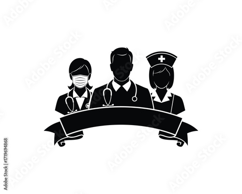 Medical team doctor nurse with stethoscope and mask vector illustration