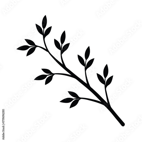 Isolated small branch silhouette vector illustration