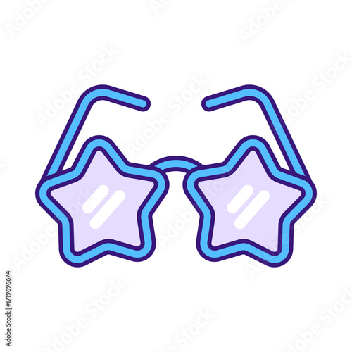 Star shaped glasses Flat design style playful star frames for festival props costume designs and celebratory graphics
